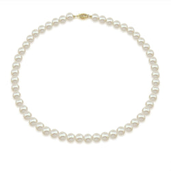 14K Yellow Gold 7.5-8.0mm High Luster White Freshwater Cultured Pearl Necklace, 18 Inch