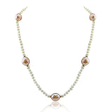 14k Yellow Gold 11-13 mm and 4-5 mm Baroque Pink and White Freshwater Cultured Pearl Necklace, 16"