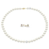 14k Yellow Gold 8-9mm White Freshwater Cultured Pearl Necklace 18" Length and Earring Set