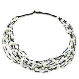 Genuine 8-Row Hand Woven White Freshwater Cultured Pearl Necklace 21"