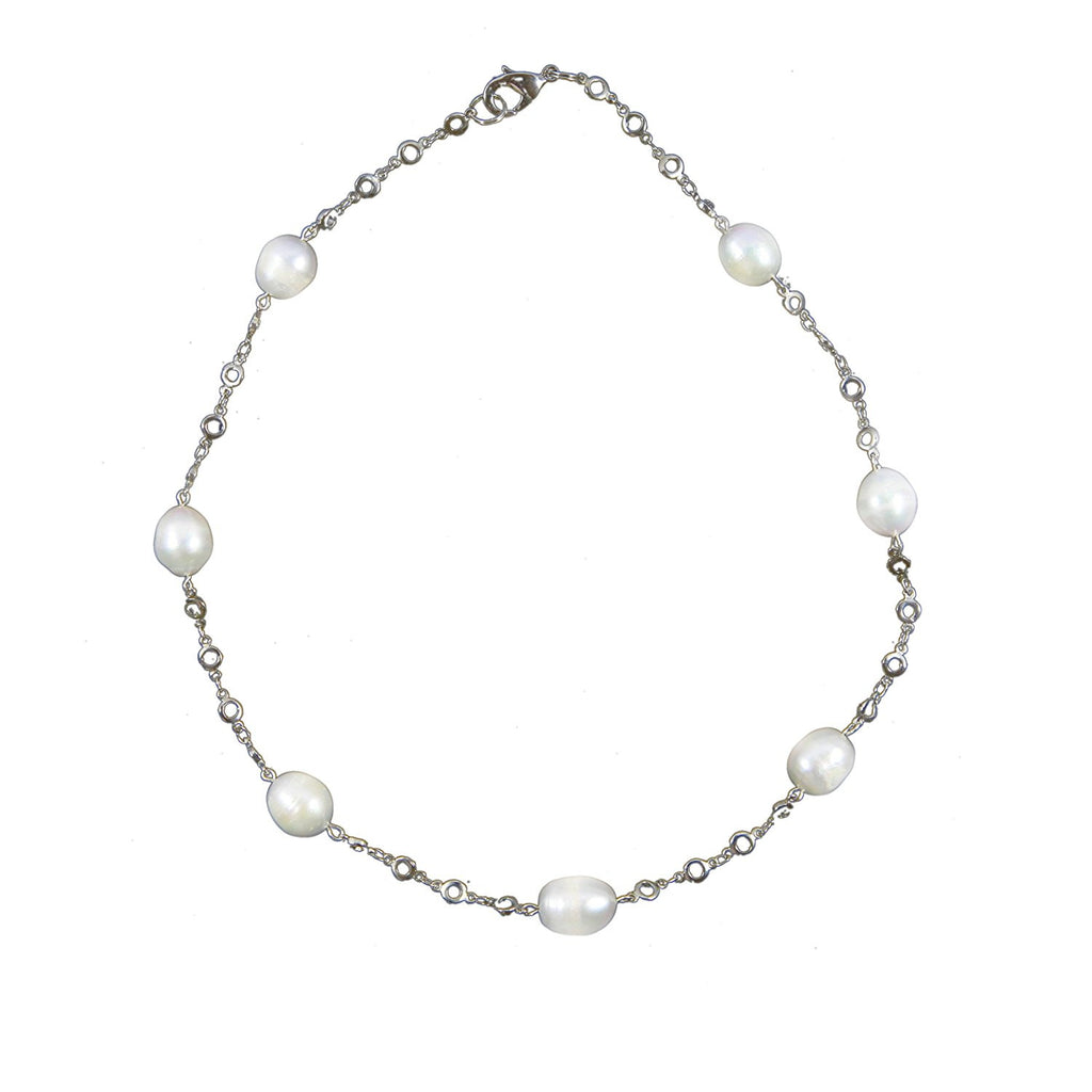 Unique Station Freshwater Cultured Pearl Necklace 18 Inches White 10